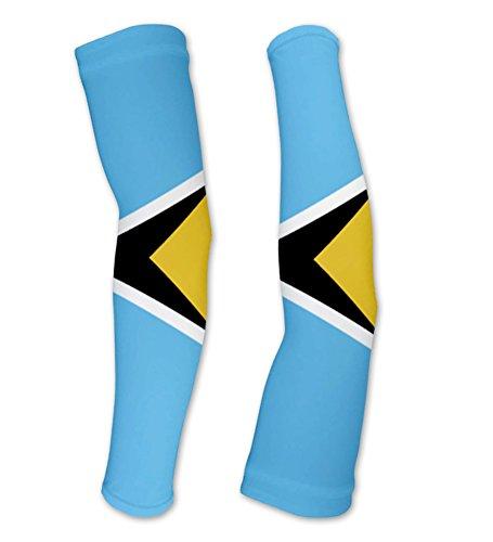 ScudoPro ScudoPro Saint Lucia Flag Compression Arm Sleeves UV Protection Unisex - Walking - Cycling - Running - Golf - Baseball - Basketball - Size S