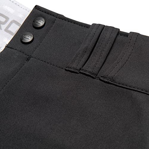CHAMPRO CHAMPRO womens Low-rise Youth Softball With Tournament Traditional Low Rise Pant w/Braid, Black, White Pipe, Large US