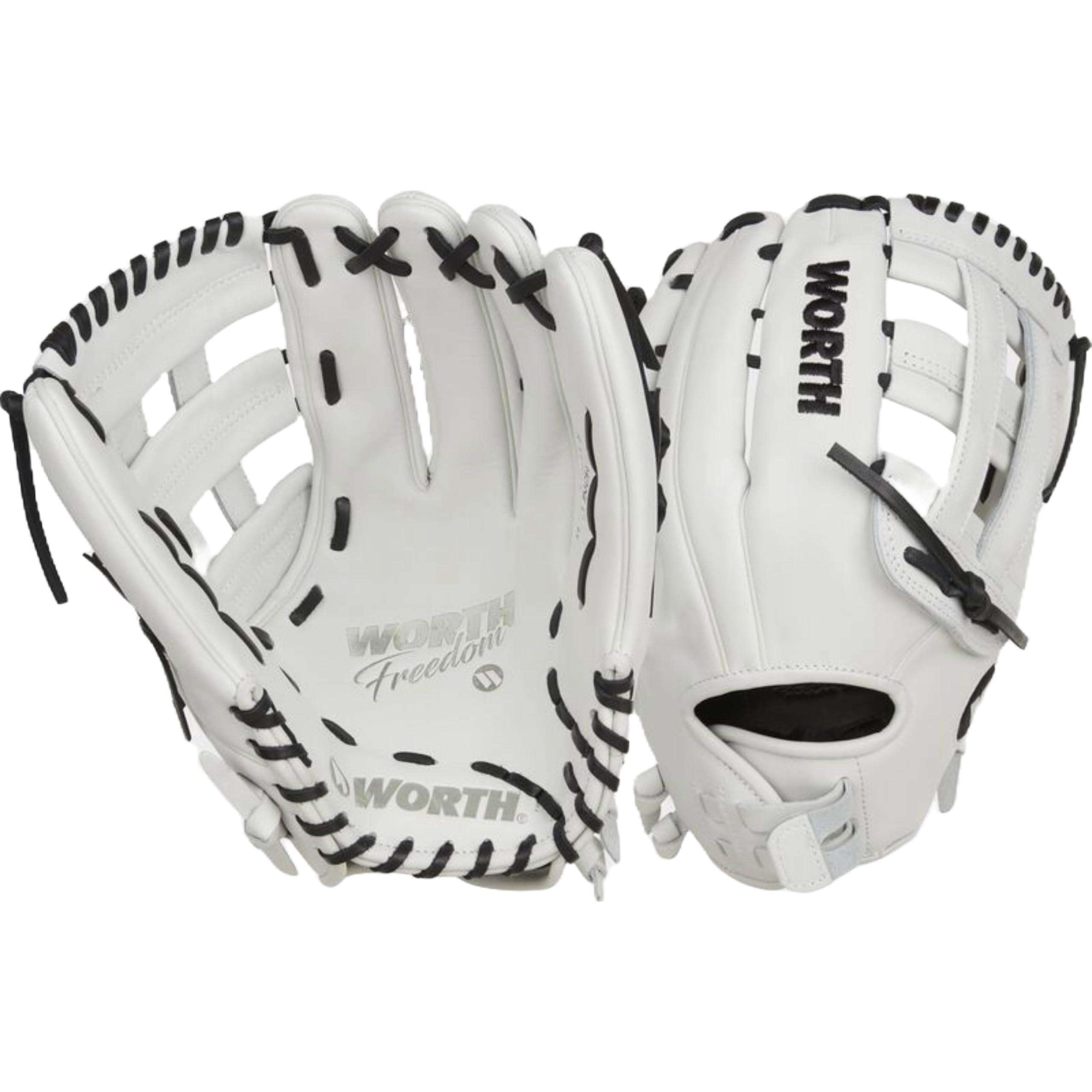 Worth Worth | FREEDOM SERIES Slowpitch Softball Glove | 13 Inch | White/Black | Left Hand Throw