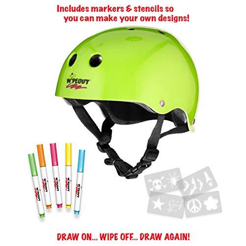 Wipeout Wipeout Dry Erase Kids Helmet for Bike, Skate, and Scooter, Neon Zest, Ages 5+
