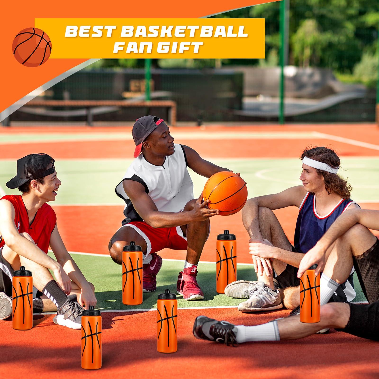 Yaomiao Yaomiao 12 Pcs Basketball Water Bottle 20 oz Reusable BPA Free Squeeze Water Bottles Basketball Stuff for Team Sports Party Favors Gifts (Orange)