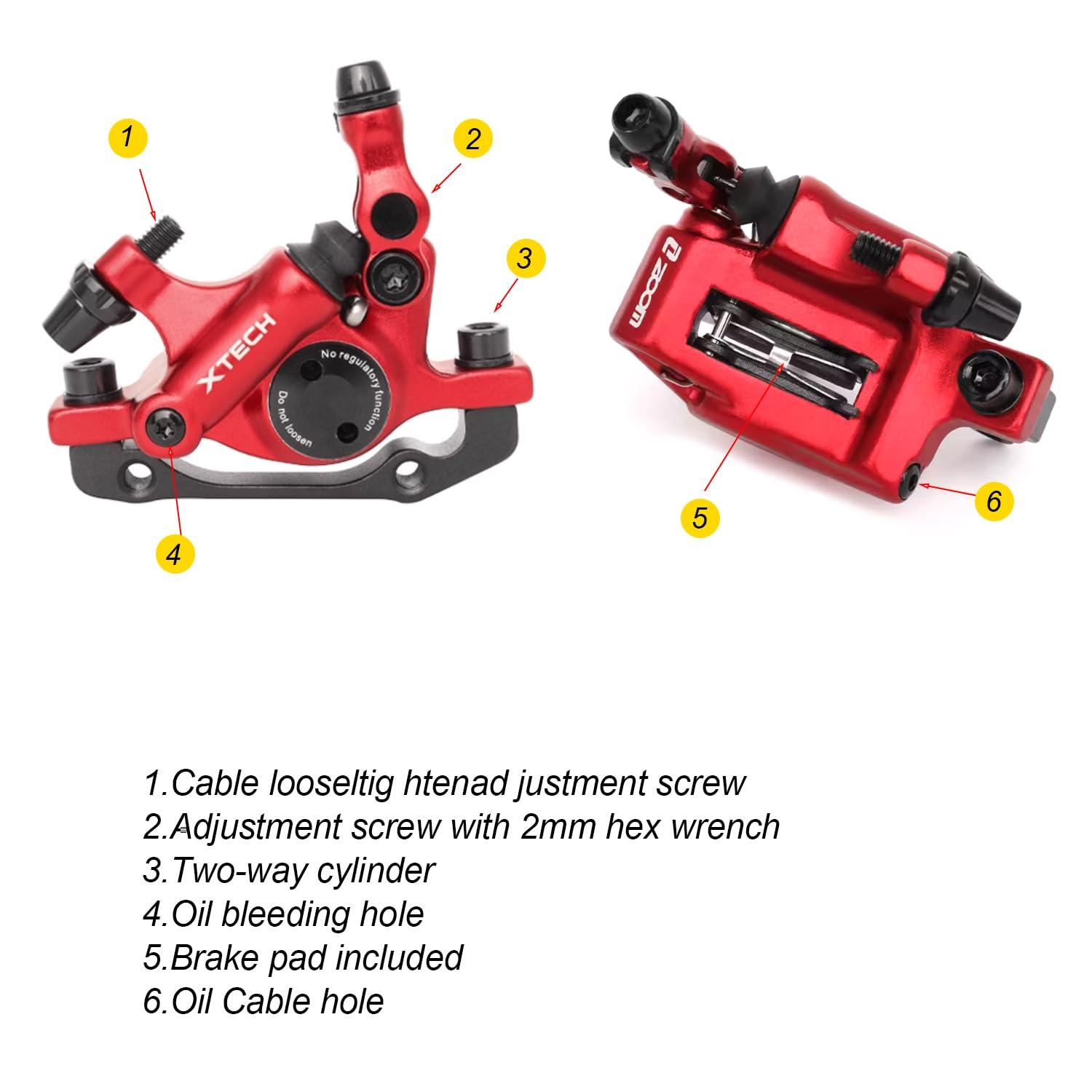 catazer catazer MTB Road HB-100 MTB Road Line Pulling Hydraulic Disc Brake Calipers Front & Rear Mountain Bike Disc Brake E-Bike Disc Brake (1 Pcs Red Front)