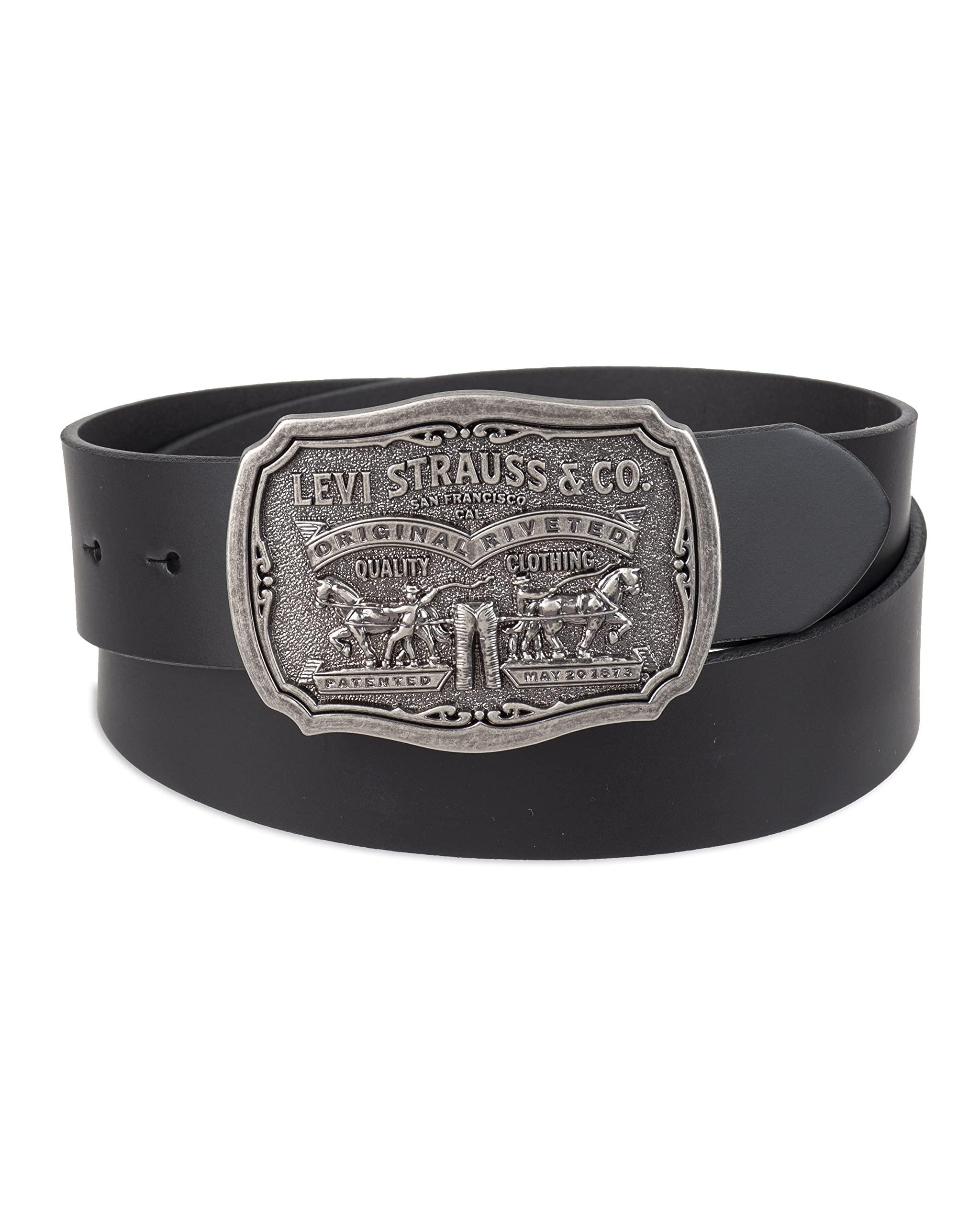 Levi's Levi's Men's Leather Belt With Antiqued Buckle,Black,36