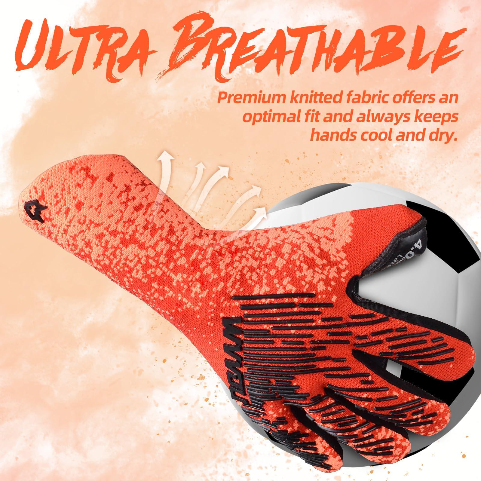 WVVOU WVVOU Soccer Goalie Gloves Youth Adults, High Performance Goalkeeper Gloves, Breathable Soccer Gloves, 4+3mm Super Grip for The Toughest Saves