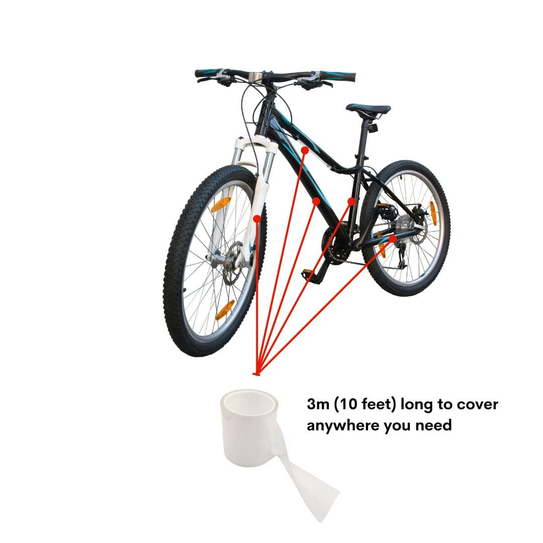 TURBOOST TURBOOST Bike Frame Protection Tape Sticker Vinyl Wrap Skin, MTB Bicycle Paint Chainstay Chain Guard Corner Protector Film Wraps, Clear, 3m (120) Length, Various Width Options (5)