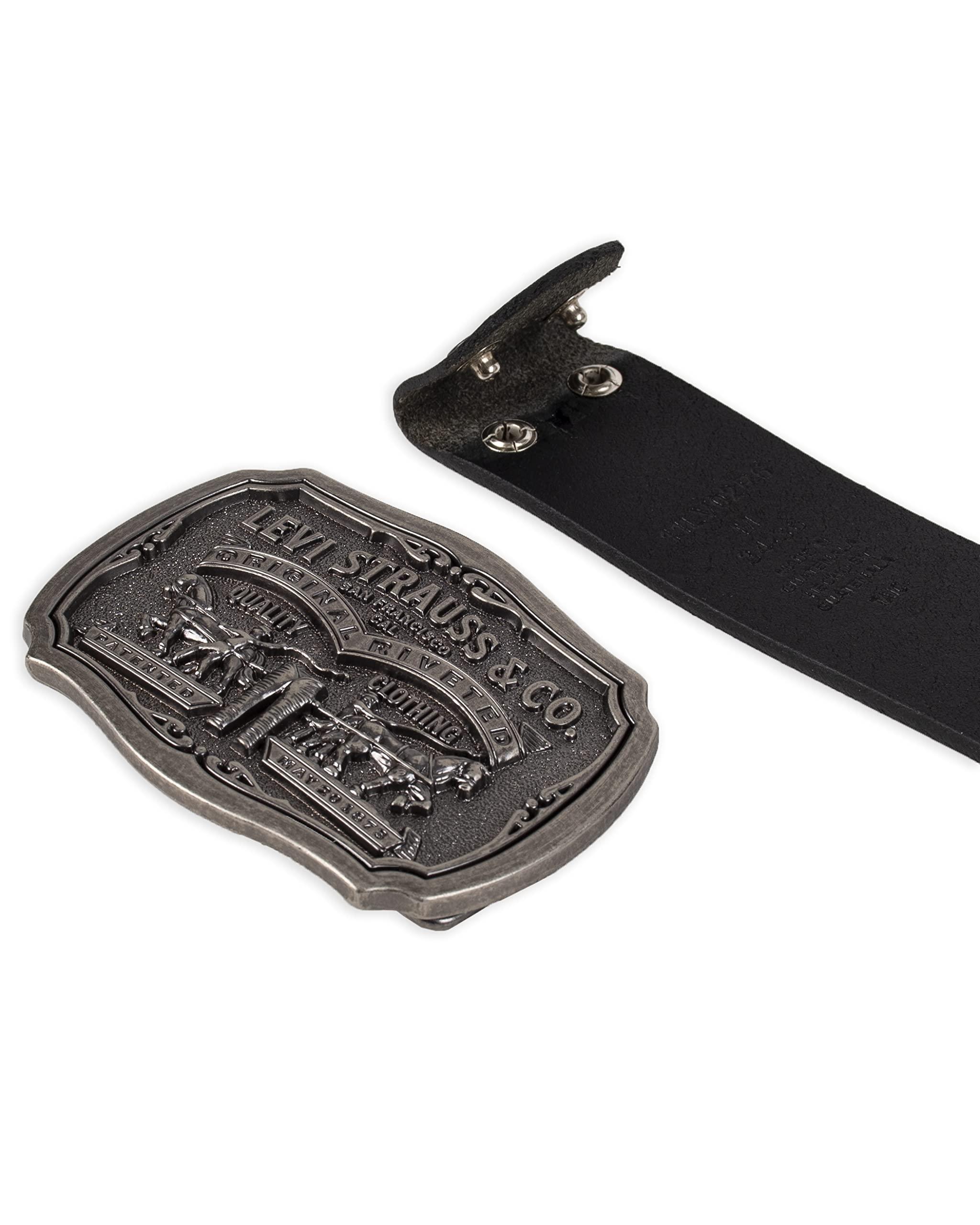 Levi's Levi's Men's Leather Belt With Antiqued Buckle,Black,36