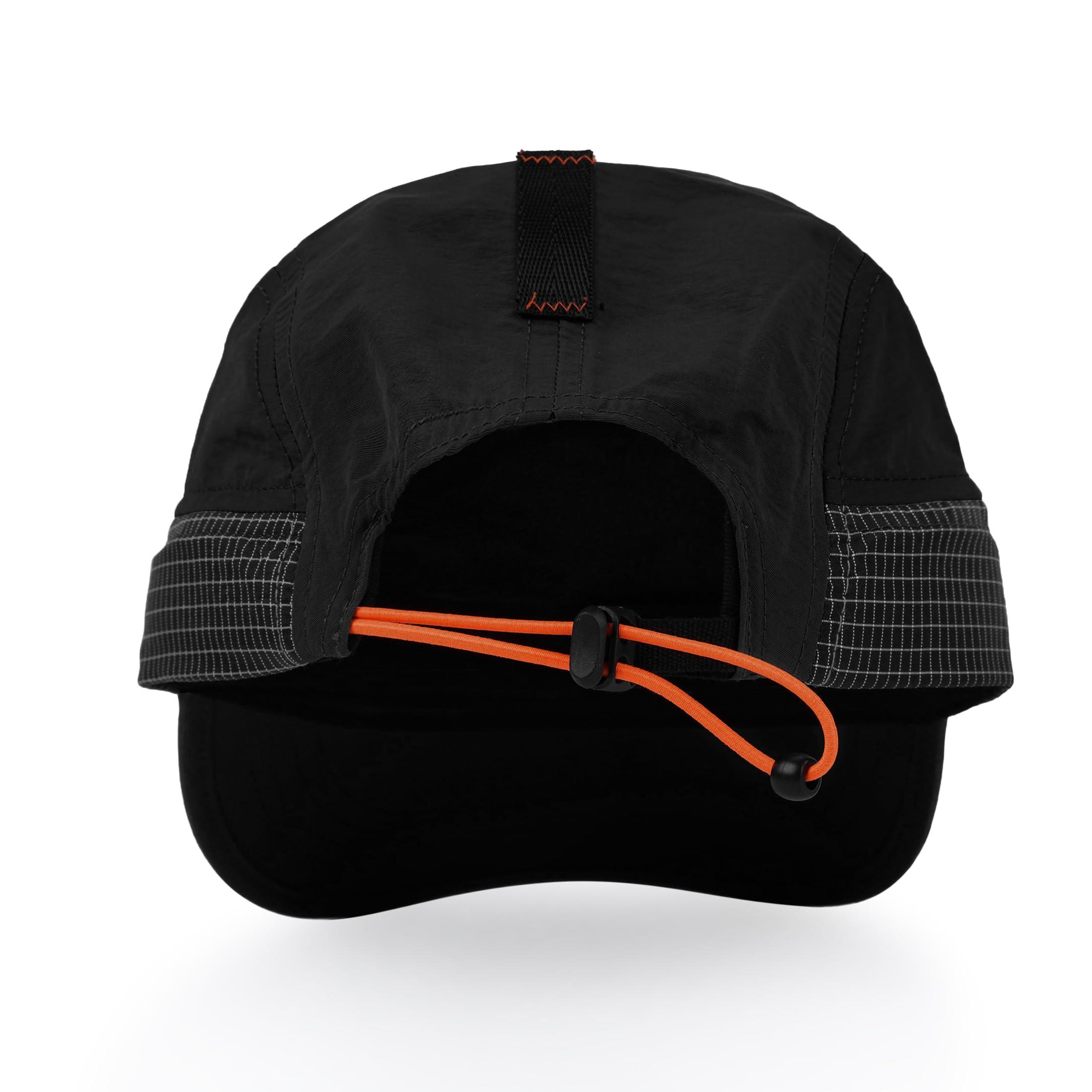 CLAPE CLAPE Men's Quick Dry Baseball Cap Low Profile Trucker Hat Sports Fitted Cap Workout Tennis Hat Snapback 5 Panel Hats, Black