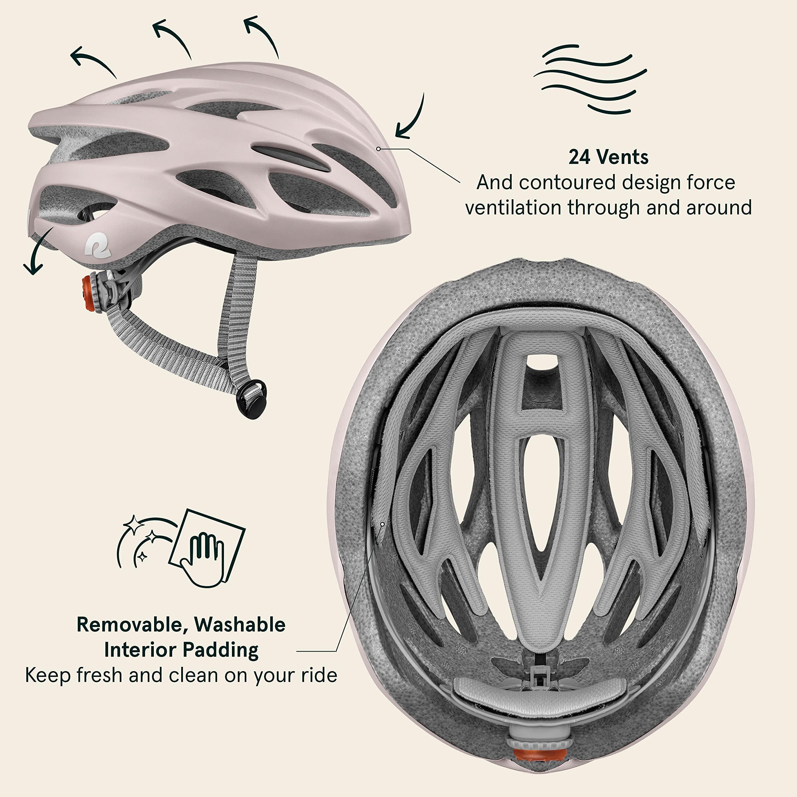 Retrospec Retrospec Silas Adult Bike Helmet with Light for Men & Women - Lightweight, Comfortable, Matte Desert Rose