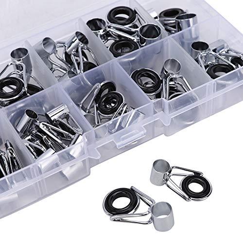 Alomejor Alomejor 90Pcs 9Size Stainless Steel Ceramics Fishing Rod Guides Fishing Rod Guides Tips Parts Fishing Rod Repair Kit