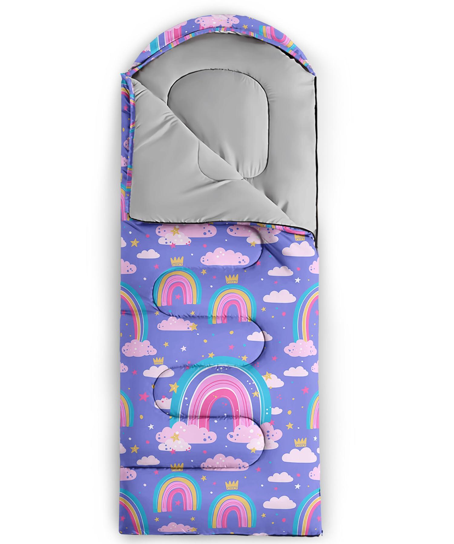 AILONEN AILONEN Rainbow Sleeping Bag for Girls Women, 3 Seasons Adult Teens Travel Camping Hiking Outdoor Waterproof & Lightweight Sleeping Bag,with Compact Carrying Bag