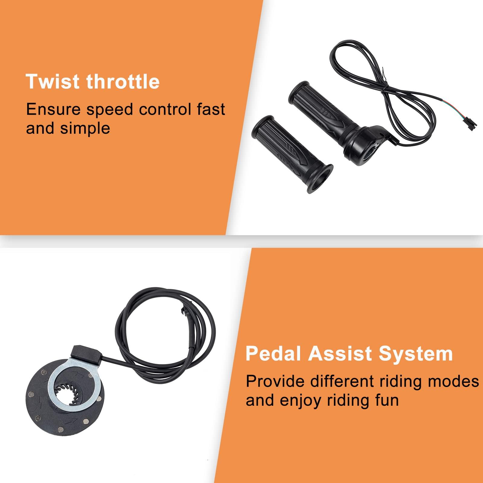 PEXMOR PEXMOR Electric Bike Conversion Kit, 48V 1000W 26\" Rear Wheel E-Bike Hub Motor Kit, Upgrade 3 Mode Controller w/PAS/LCD Display/Twist Throttle Ebike Bicycle Wheel Kit