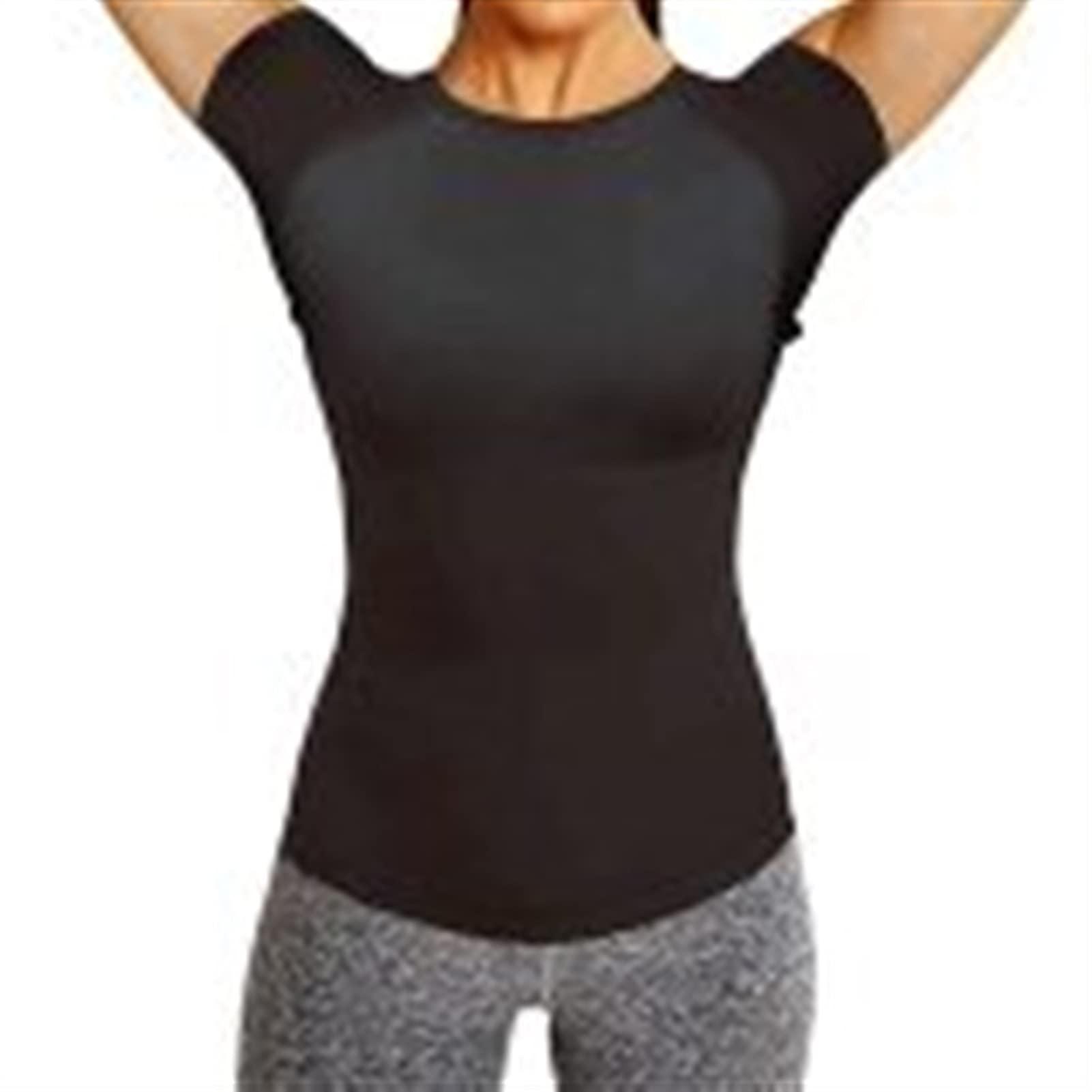 liyun LIYUN Men Women Sauna Heat Trapping T Shirt Training Waist Shaper Short Sleeve Shirts Training Sauna Sweat Vest for Men Waist Shape Short Sleeve Sauna Suits (Color : Women, Size : 4X-Large)