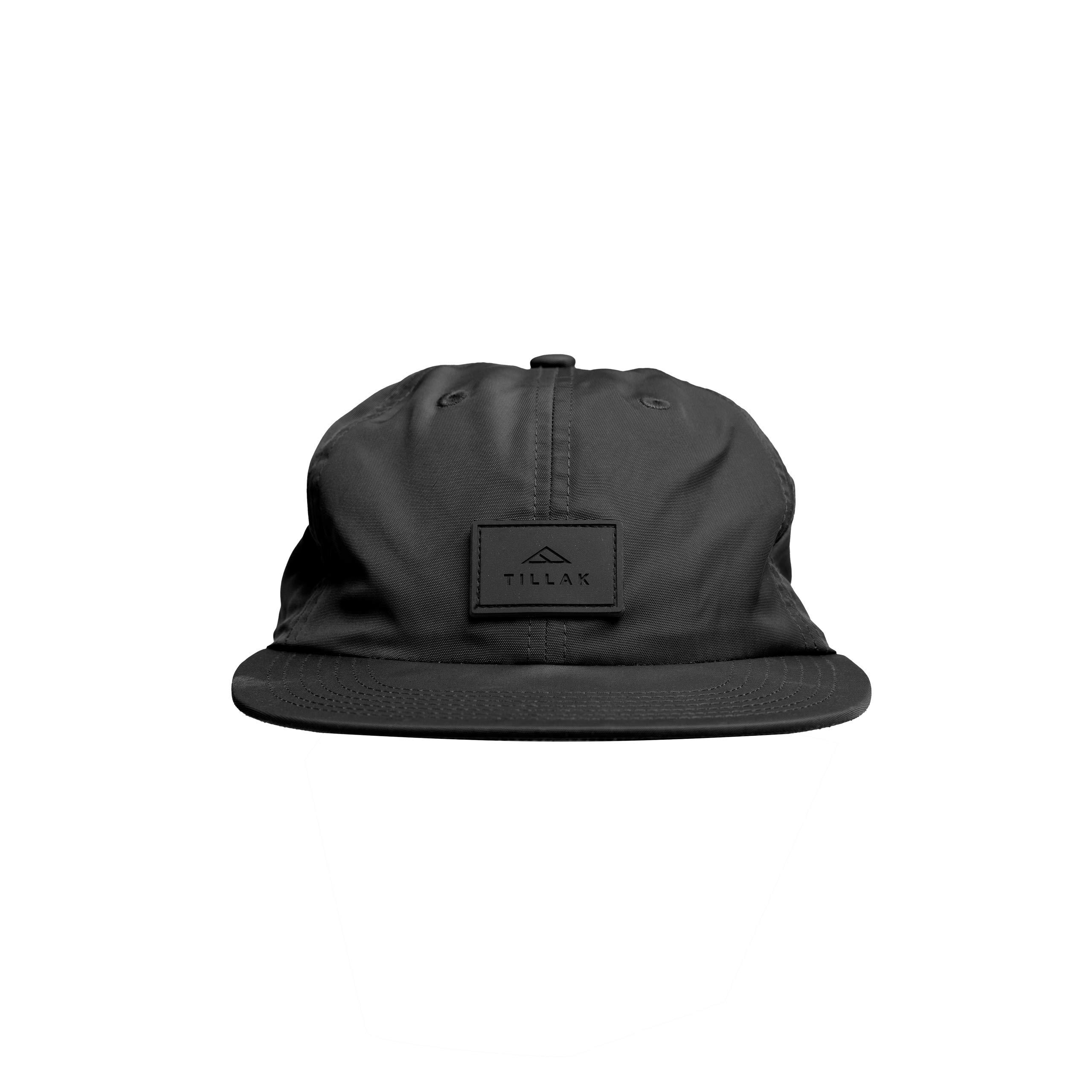 Tillak Tillak Coho Six Panel Hat, Kodra Nylon 6 Panel Cap with Snap Closure (Black)
