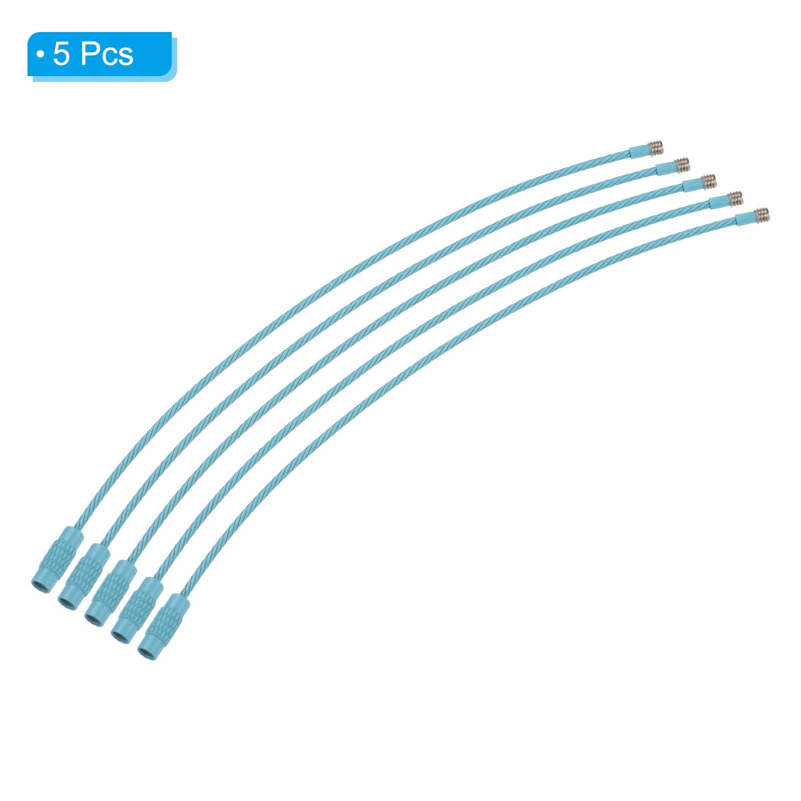 PATIKIL PATIKIL 6 Inch Length Wire Keychain Cable, 5 Pack Titanium Steel Key Ring Loop for Outdoor Hiking Sport, Blue