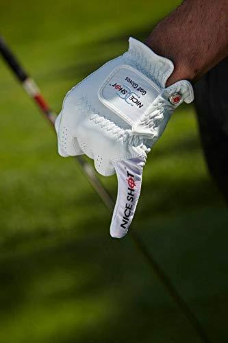 Nice Shot Nice Shot Premium White Cabretta Leather Golf Glove Bundle - The Bird and You are Nothing Pinkie Men\'s Right Hand Large