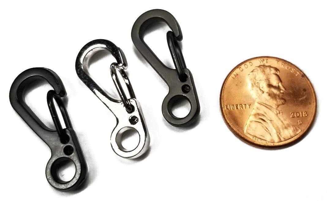 BORED? PARACORD! Mini Carabiner Metal Single Hole Clip - Tiny Spring Snap Hook - Paracord Size Perfect for Keychain - Chrome 10 Pack