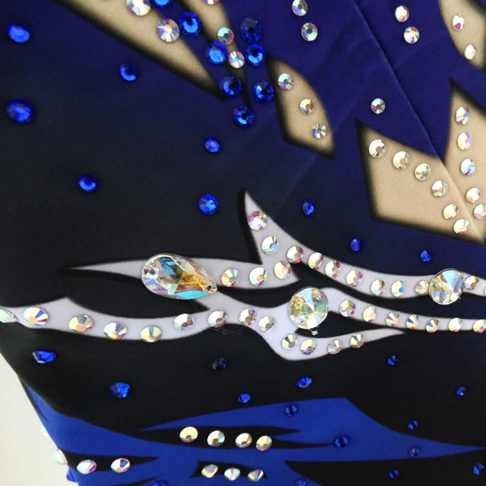 LIUHUO LIUHUO Rhythmic Leotards Dress Blue Girls Children Gymnastic Unitard Maxi Belly Performance Ballroom Ballet Exotic Ddancewear