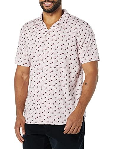 Amazon Essentials Amazon Essentials Men's Slim-Fit Vacation Shirt, Short-Sleeve, Lavender Palm Leaf Print, X-Small
