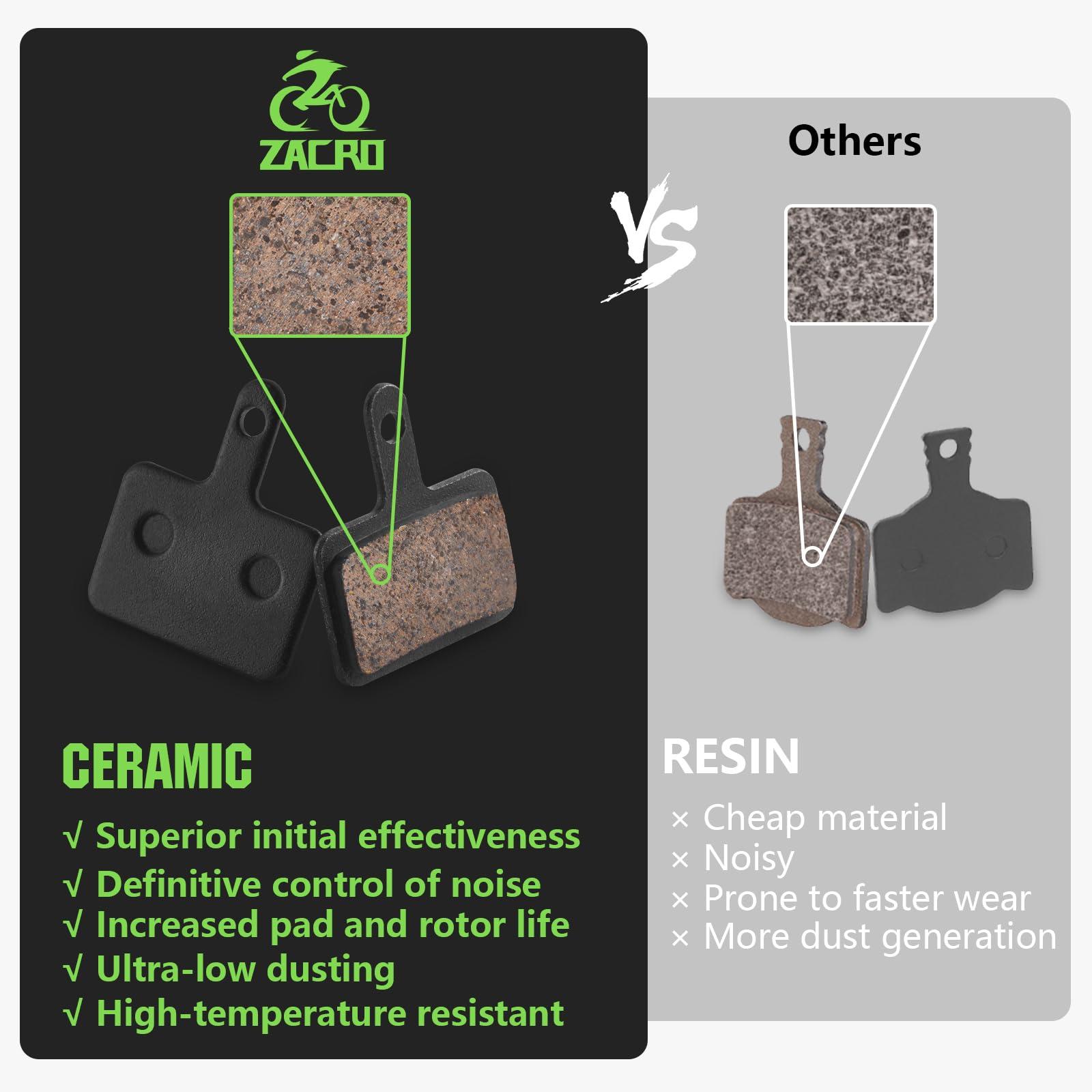 Zacro Zacro 4 Pairs Bike Brake Pads, Ceramic Bicycle Disc Brake Pads Fit for Tektro Shimano TRP Deore Br-M575 B01s Mt200 M525 M515 T615 T675 M505 M495 M486 M485, Mountain MTB Ebike Brake Pads Replacement