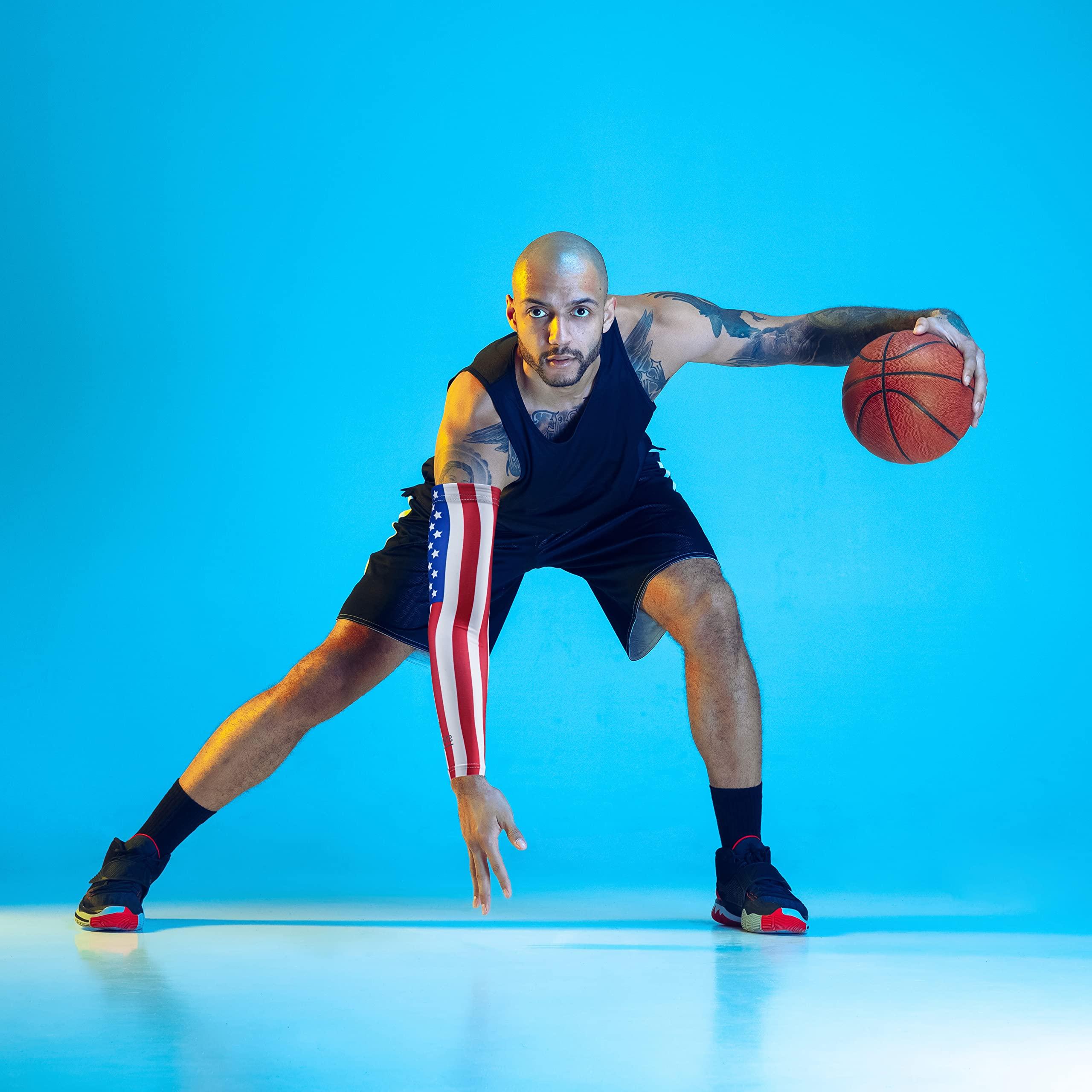 Stromguard Stromguard Compression Sports Arm Sleeve Digital Camo Baseball Football Basketball - (One Arm Sleeve) (Adult Small, #13 - U.S. Flag)