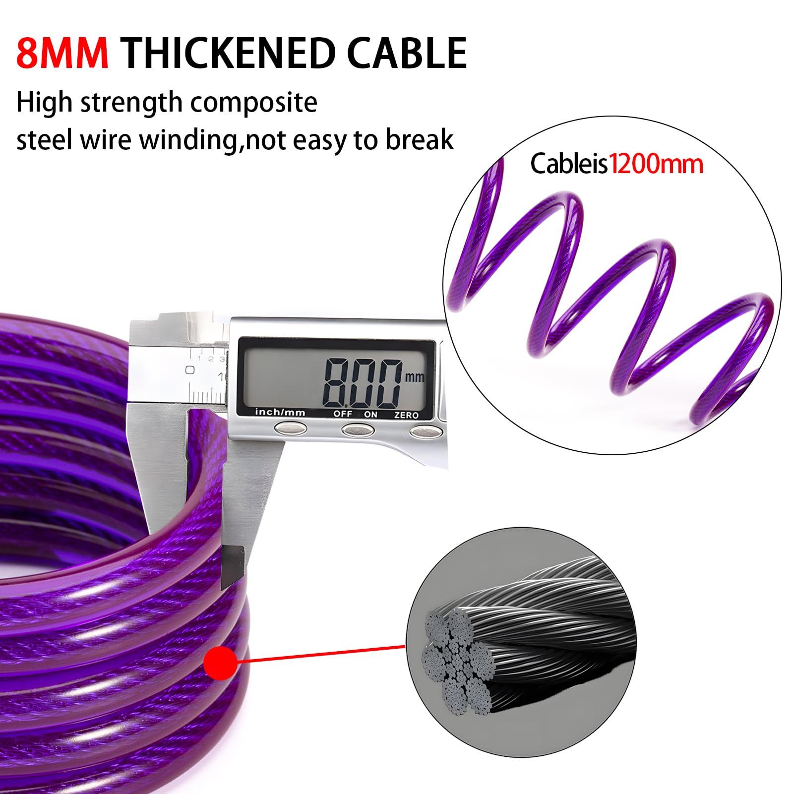 MEETLOCKS MEETLOCKS Combination Bike Cable Lock, Lightweight Mini Bike Lock for Kids Bike,Cable Size 1/3\" x 4\', Purple Security Resettable Cable Lock