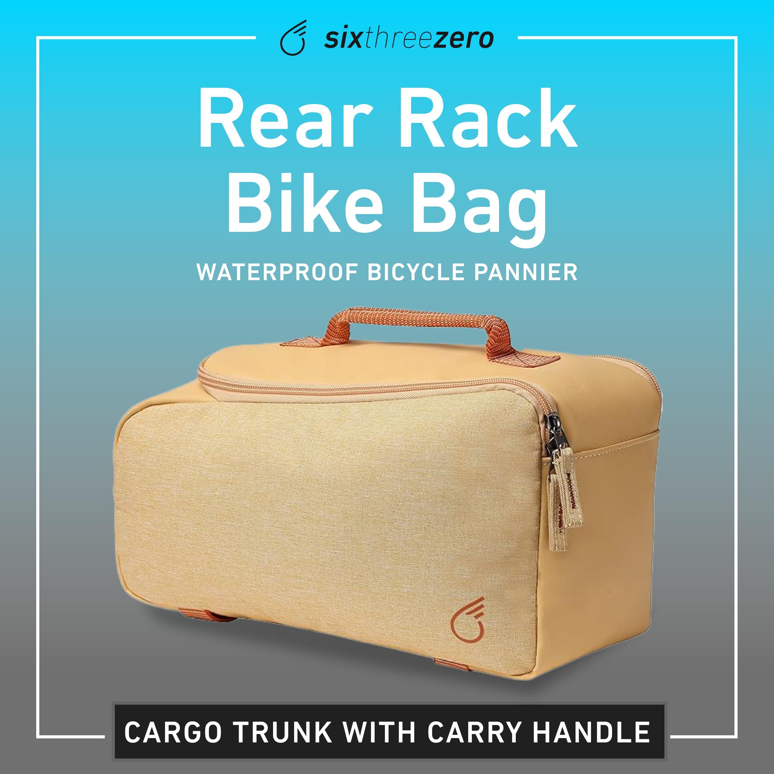sixthreezero sixthreezero Bike Bag for Rear Rack, Waterproof Universal Bicycle Pannier for Storage, Cargo Trunk with Carry Handle, Cream w/Orange