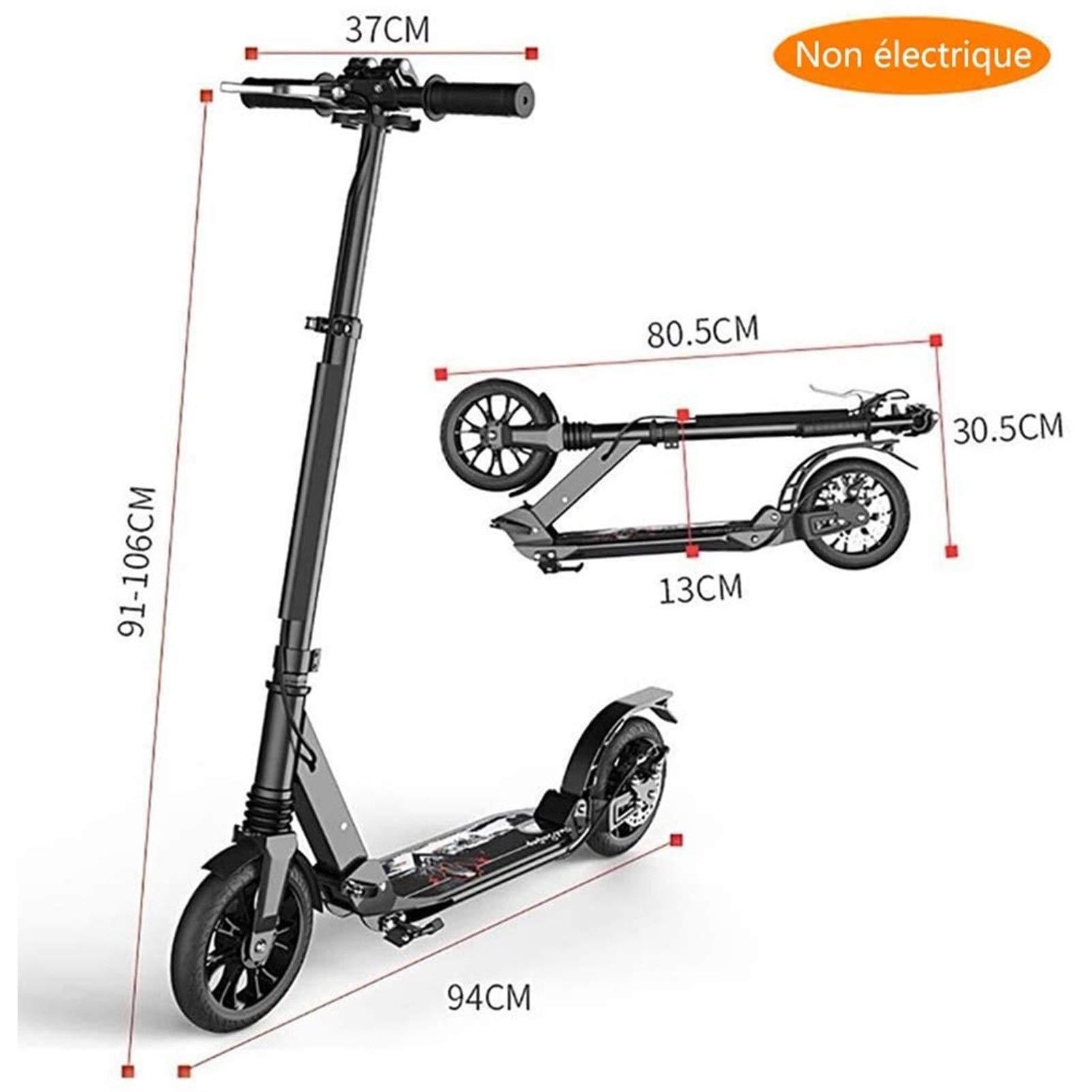 CMMC CMMC Adult Kick Scooter with Big Wheels and Disc Handbrake, Quick-Release Folding System - Dual Suspension System Commuter Scooter for Adults and Teens(non-electric)- Supports 220lbs
