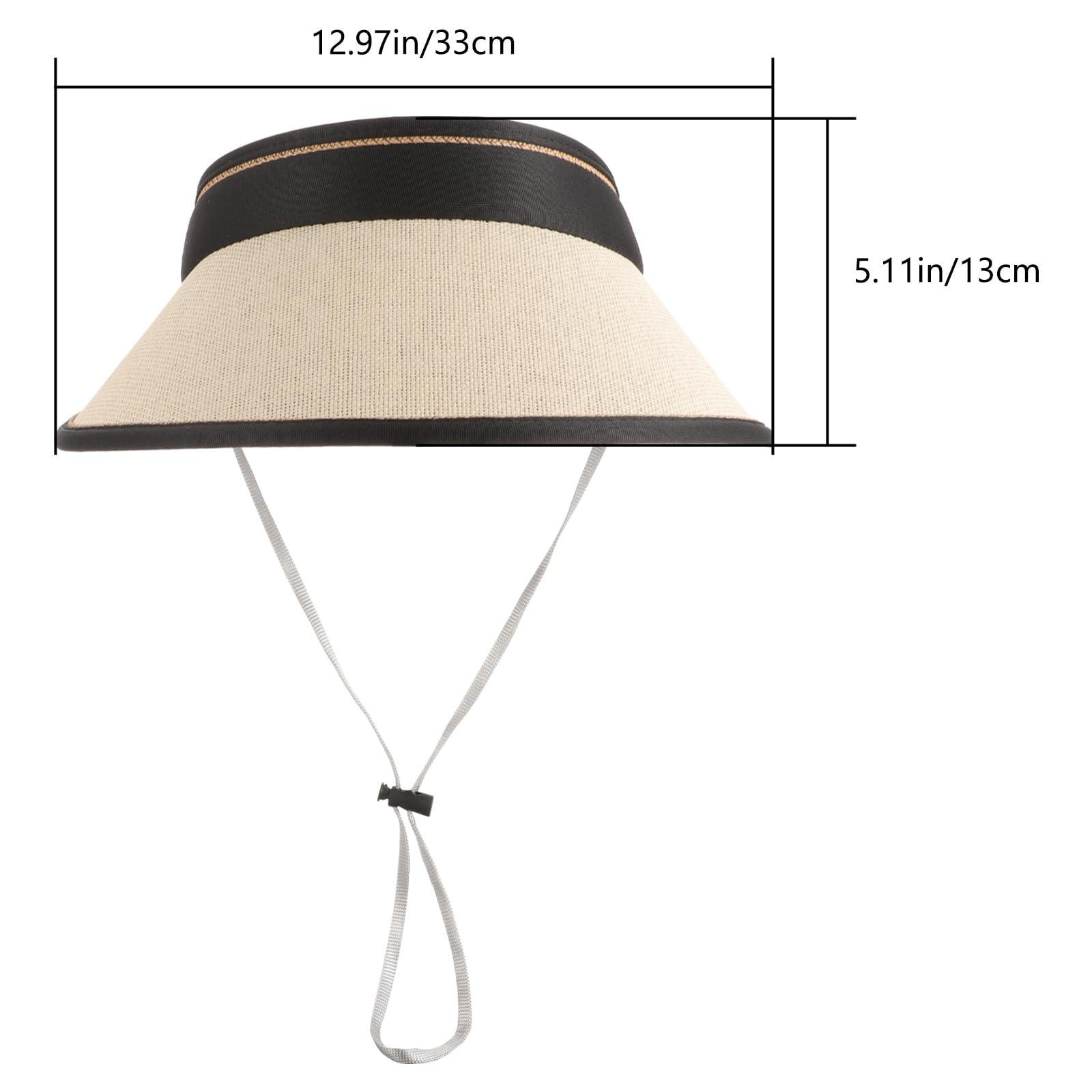 WRITWAA Packable Straw Sun Hat for Women - Wide Brim Uv Protection Visor, Foldable Beach Hat for Summer Outdoor Activities