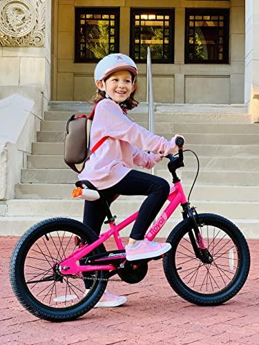 RoyalBaby Royalbaby EZ Kids Bike, 18 Inch Balance Pedal Convertable Bicycle, Easy Learn Balancing to Biking Boys Girls Ages 5-9 Years Beginners, 18" Wheel Pink