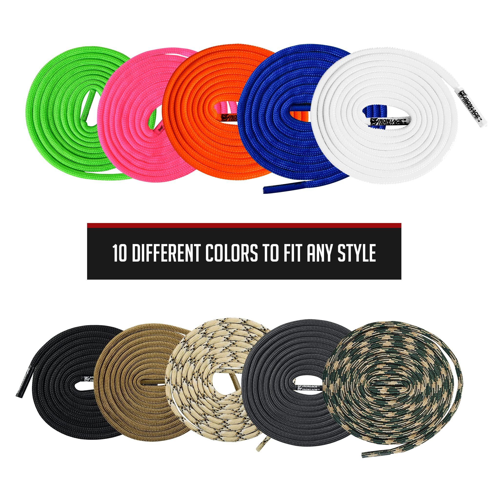 IRONLACE IRONLACE - Paracord 550 Laces Type III, Heavy-Duty, Universal Boot & Shoe Laces, Stretchable Nylon, 550-Pound Breaking Strength, Foliage Green, 9/64 Inch (3.5mm) Tip Diameter, 63-Inch, 1-Pair