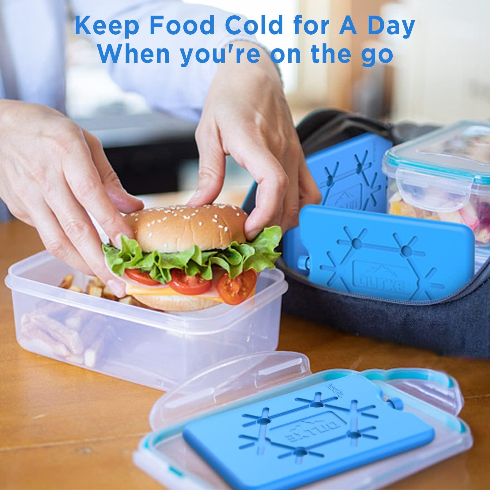 OUTXE OUTXE Ice Packs for Lunch Box 8 Pack- Reusable Ultra-Thin Freezer Packs - Long-Lasting Cool Packs for Coolers, Keep Food Fresh and Cold in Lunch Boxes and breastmilk Bags - 8 Pack (Blue)