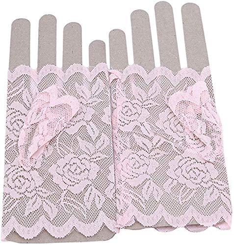 Tvoip Tvoip 1 Pair Womens Sun Protection Driving Half Finger Gloves Charming Sexy Lady Girl Lace Party Costume Fingerless Gloves (Pink)