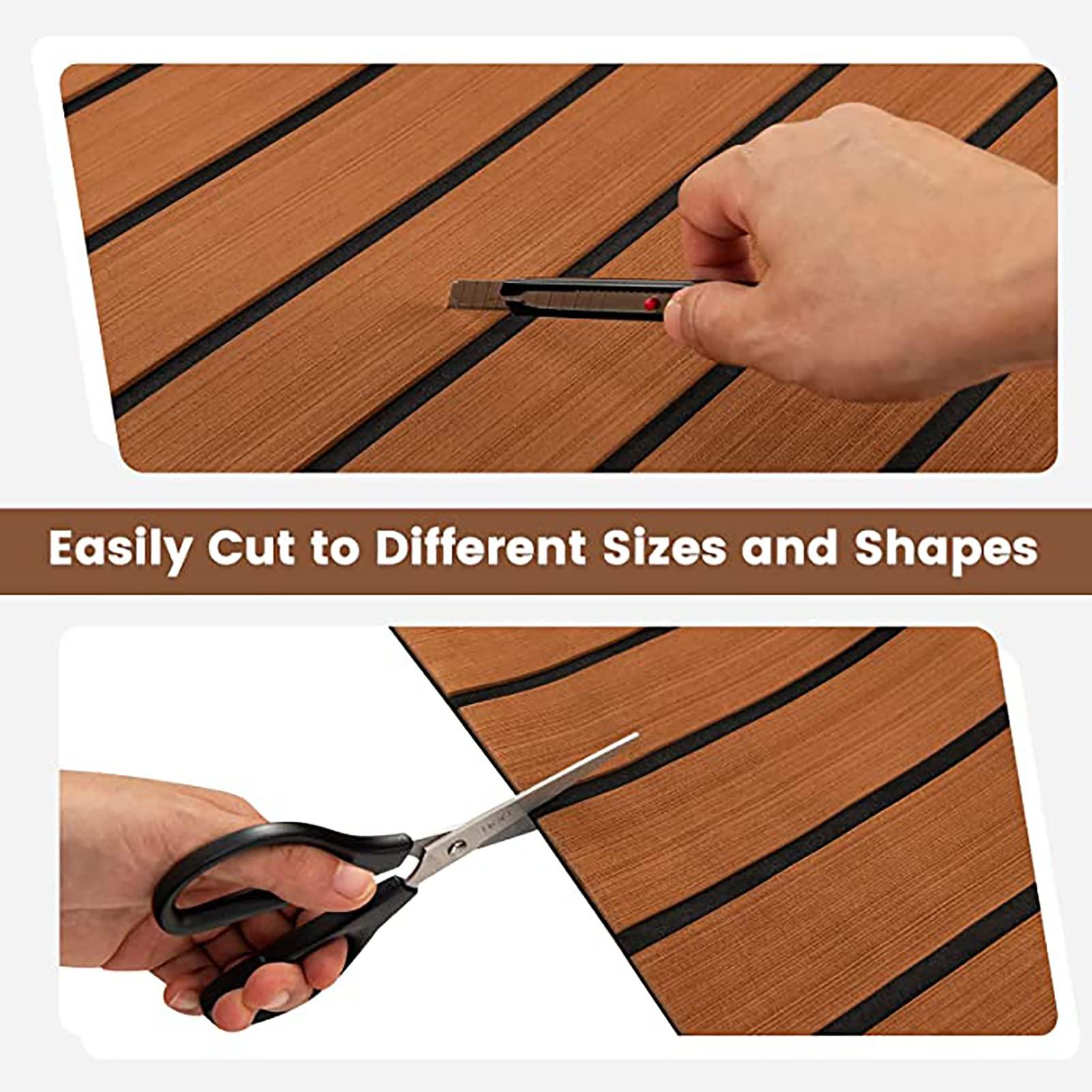PTHTBL EVA Foam Boat Flooring Decking Sea Deck Marine Flooring Non-Slip Self-Adhesive Decking Sheet for Motorboat RV Yacht Kayak Surfboard Swimming Pool Stairs,240x45x0.5cm