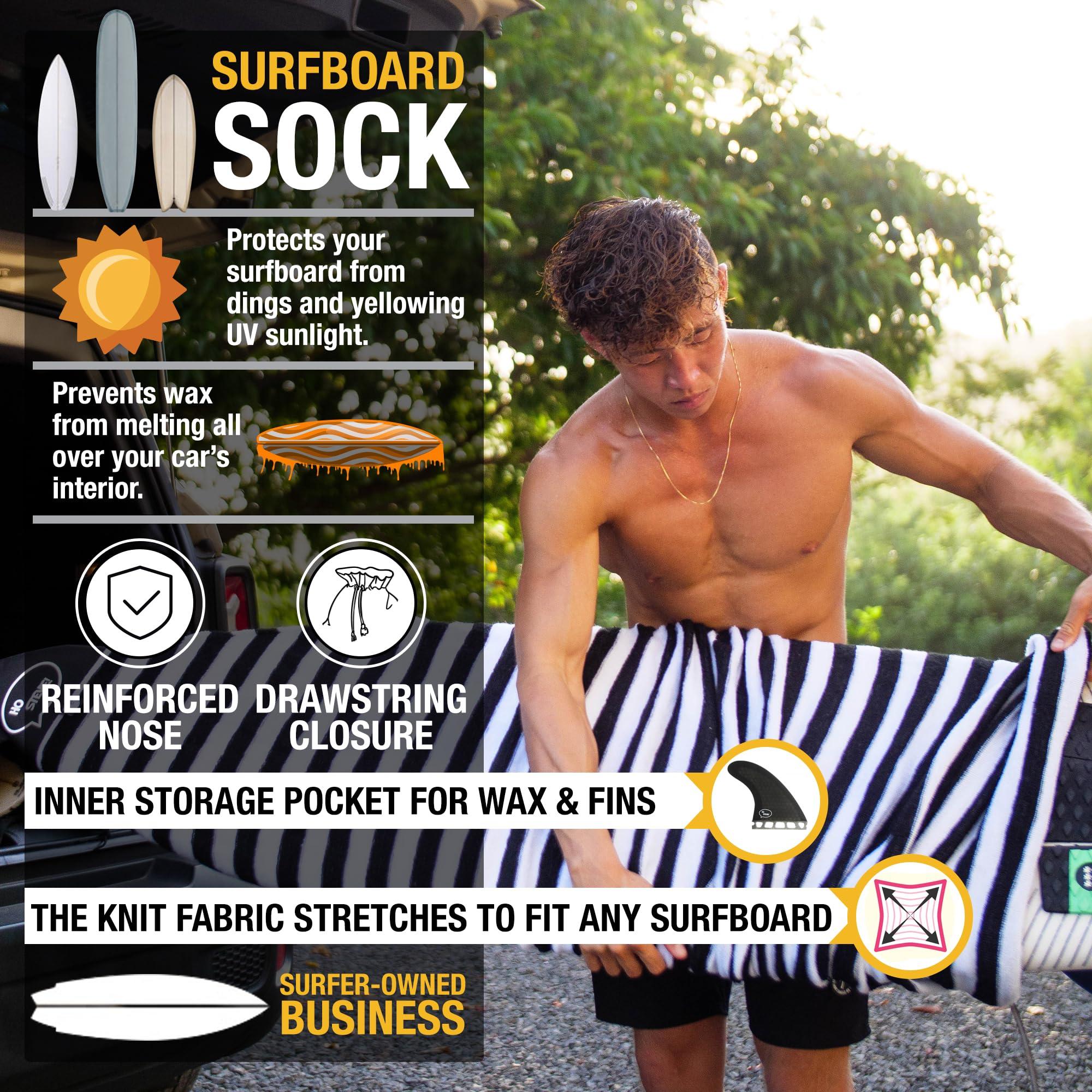 Ho Stevie! Ho Stevie! Surfboard Sock Cover - Light Protective Bag for your Surf Board (Black/White, 10\'6\")