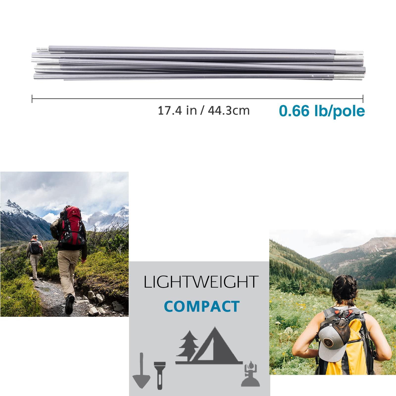 BRILLIANCE4U Tent Poles, BRILLIANCE4U Grey Tent Poles Replacement, Pre-Assembled Aluminum Tent Pole 14ft 8.7 in, 7001 T6 Heated Tent Rod Outer Dia. 0.33 8.5mm, 176.7 in 1 Pole