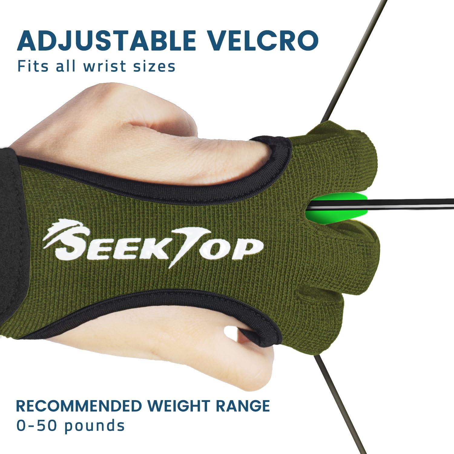 Seektop Seektop Archery Gloves Shooting Hunting Leather Three Finger Protector for Youth Adult Beginner (Green, M)