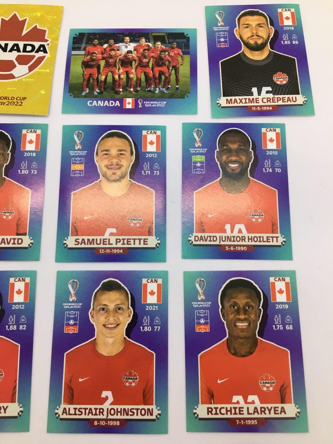Generic Canada Soccer Team Set 2022 Panini Stickers World Cup Canada 20 Players Complete Set