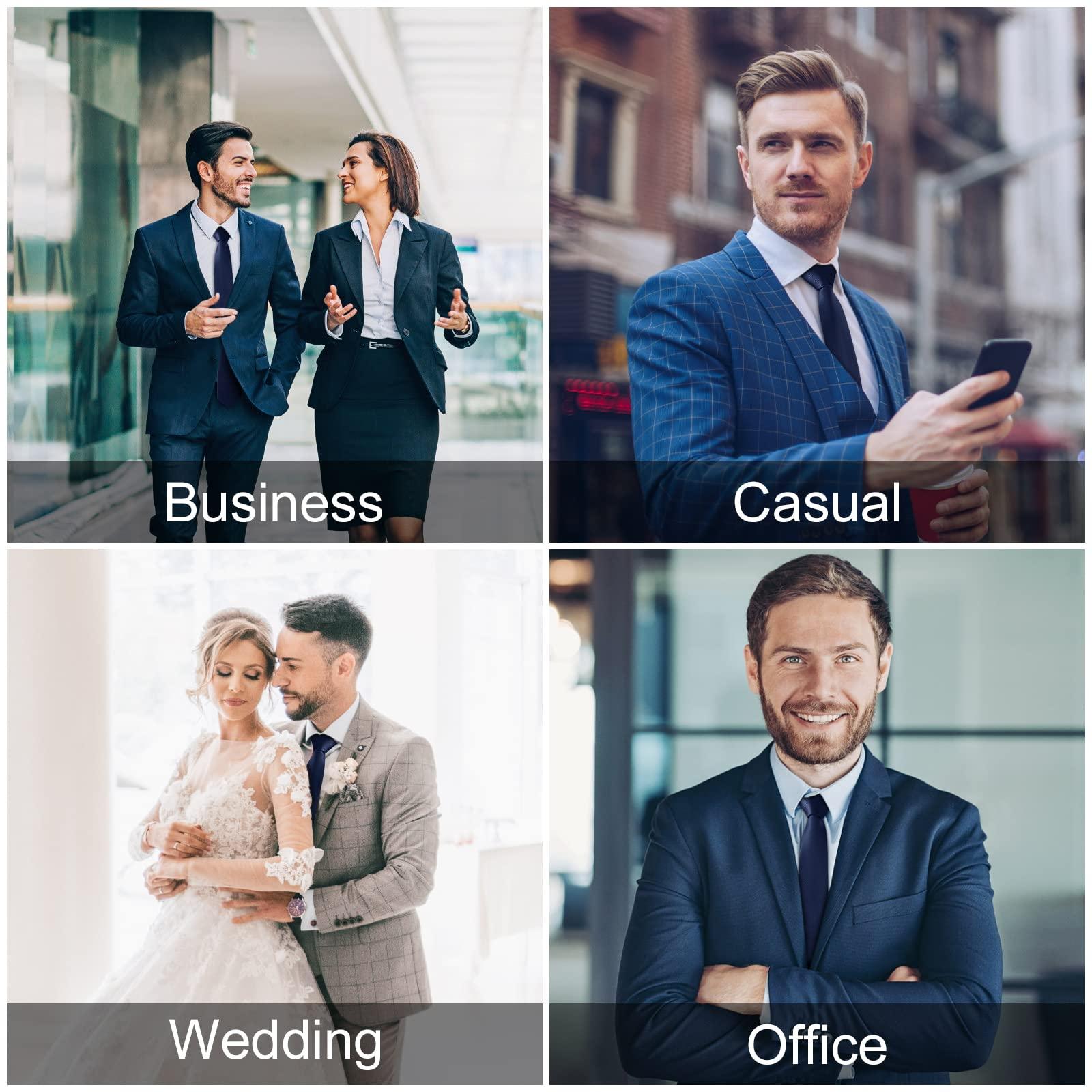 URAQT URAQT Men Ties, Classic Men's Solid Color Necktie, Premium Pure Color Skinny Necktie with Multiple Colors, Formal Necktie for Men Business Wedding Father Party Work Tie, 6cm (Navy Blue)