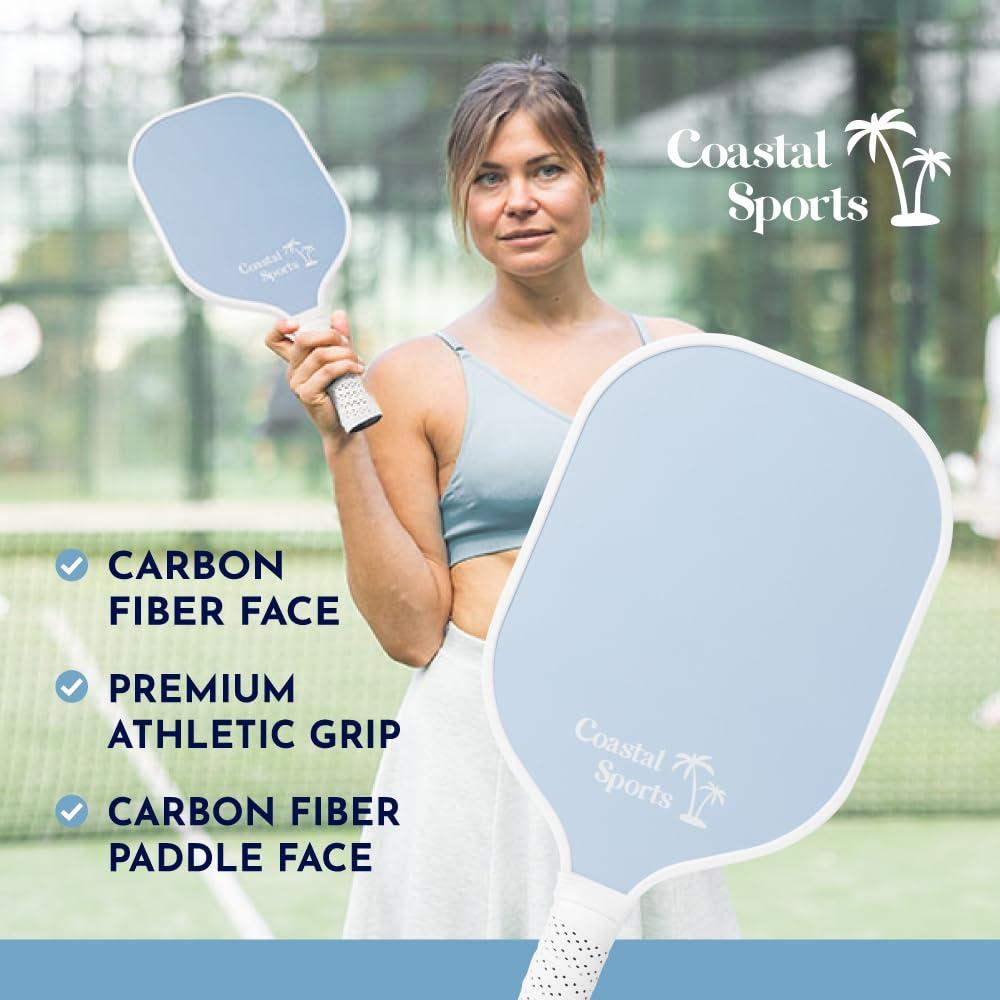 Coastal Sports Coastal Sports Pickleball Paddle | Graphite Face & Honeycomb Polymer Core | Premium Grip | Lightweight (Sky Blue)