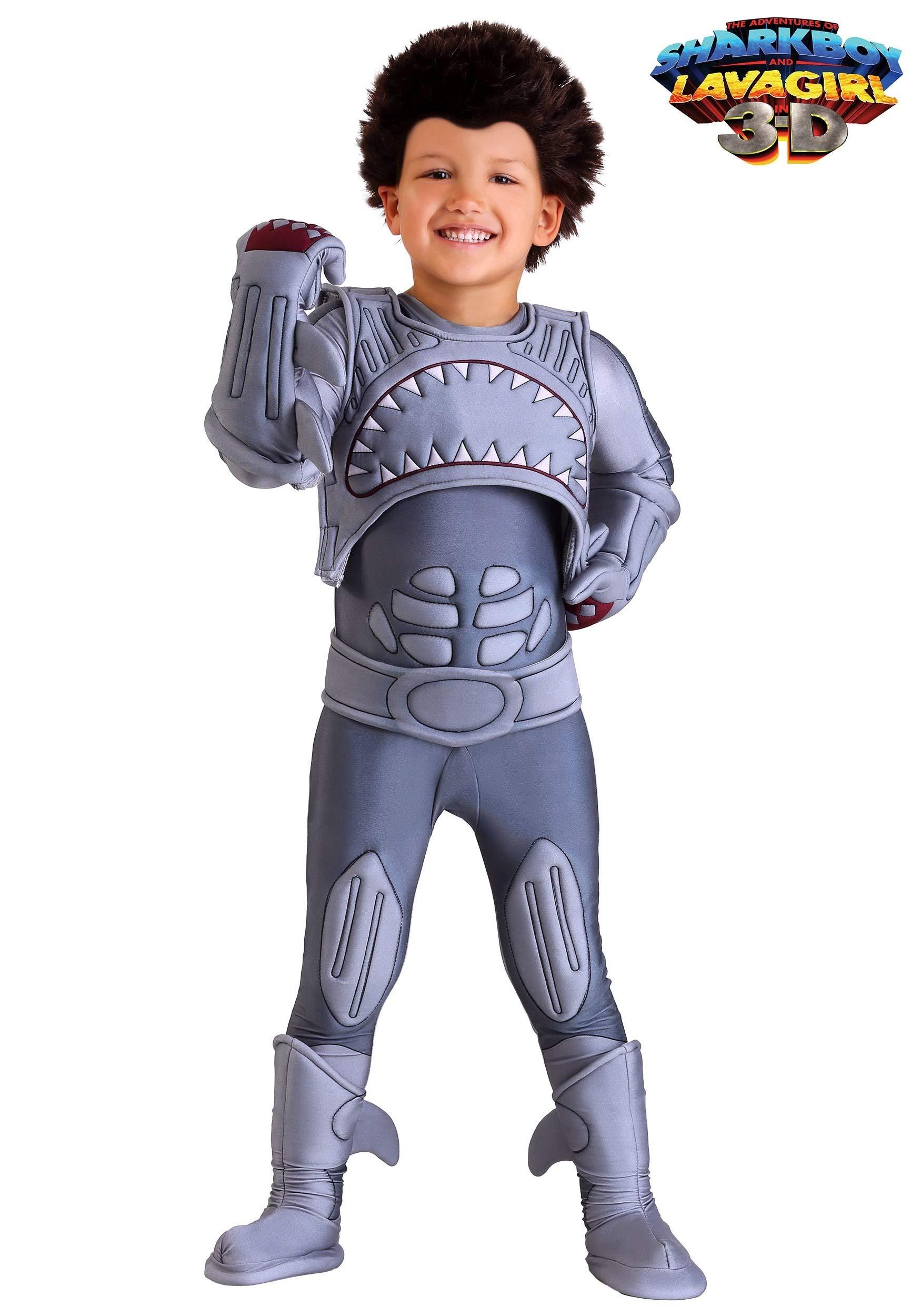 Fun Costumes Official Shark Boy and Lava Girl Toddler Gray Shark Boy Costume, Boys Superhero Jumpsuit Costume