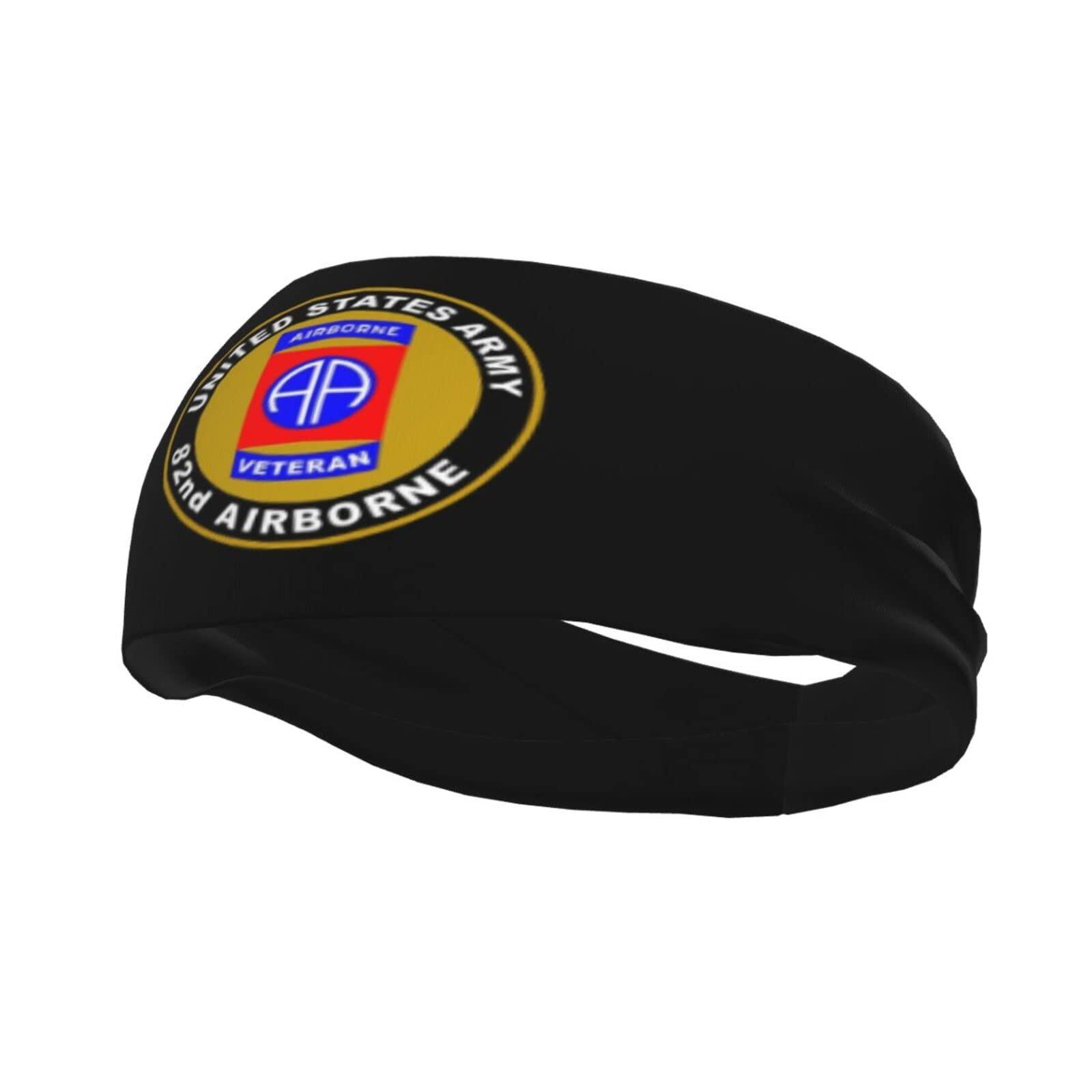 Tavos Army Veteran 82nd Airborne Sports Sweatband Headband for Men - for Tennis, Basketball, Running, Gym, Working Out
