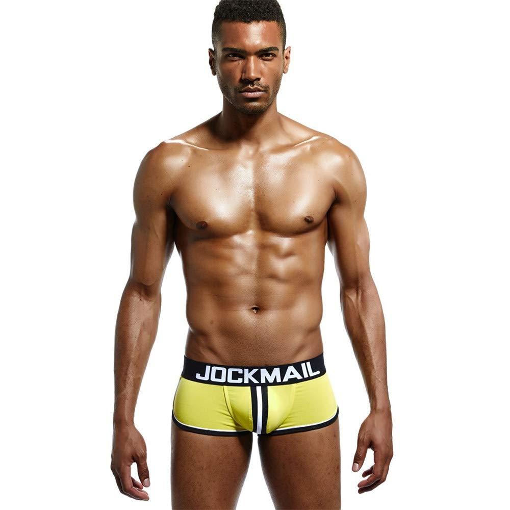 JOCKMAIL JOCKMAIL Mens Underwear Jockstrap Bottomless Men Boxer Shorts Backless Gay Underwea (XXL, Yellow)