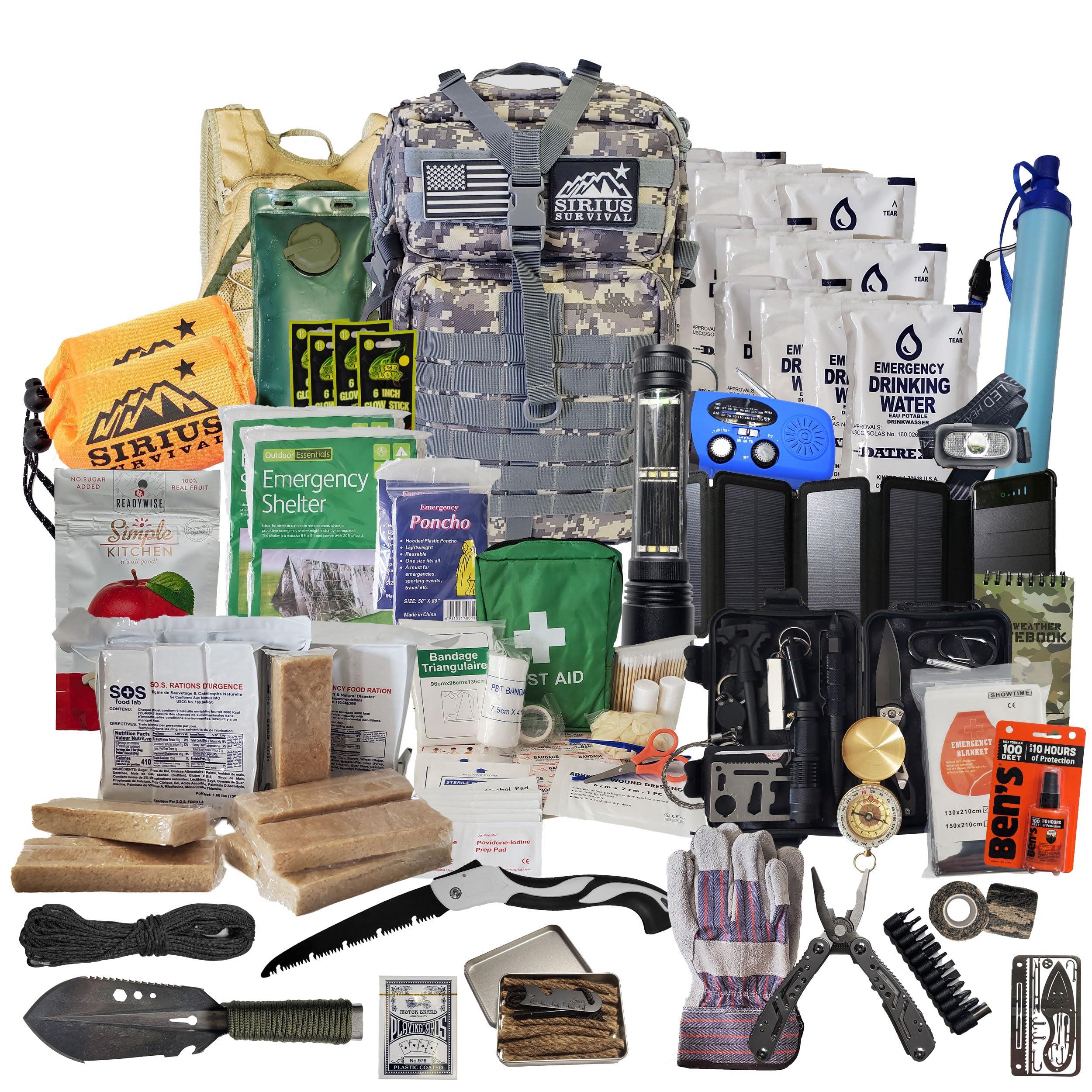 Sirius Survival Sirius Survival Bug Out Bag - Premium Bugout Backpack Pre-Packed Survival Kit - Ultimate 72 Hour Backpack Survival Kit - Comprehensive Survival Items - Go Bag Emergency (Digital Camo)