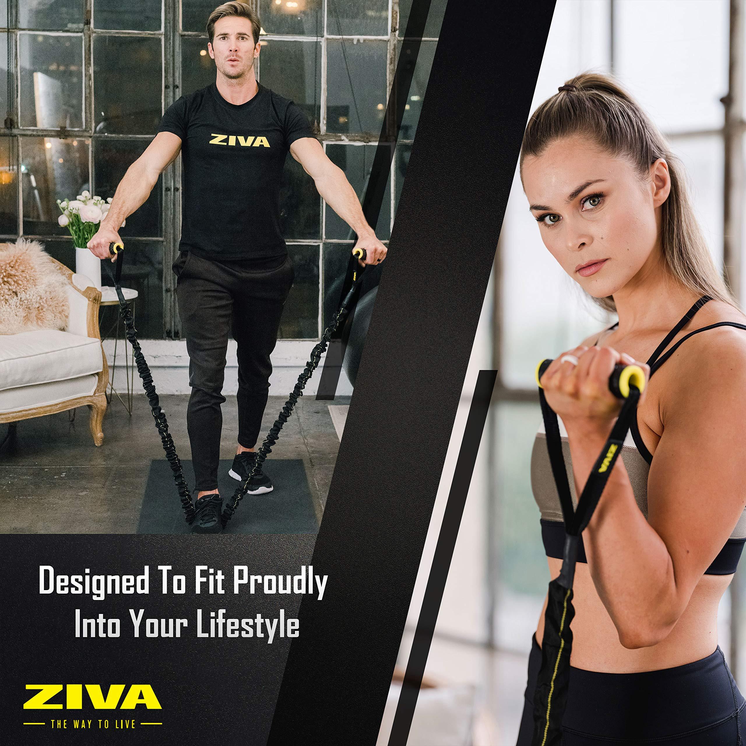 ZIVA Ziva Portable Lightweight Resistance Tube Band - Multiple Resistance Avail - Nylon Safety Sleeve and Foam Handles for Home Fitness, Strength Training, Cross Workouts Extra Heavy 45-50 lbs