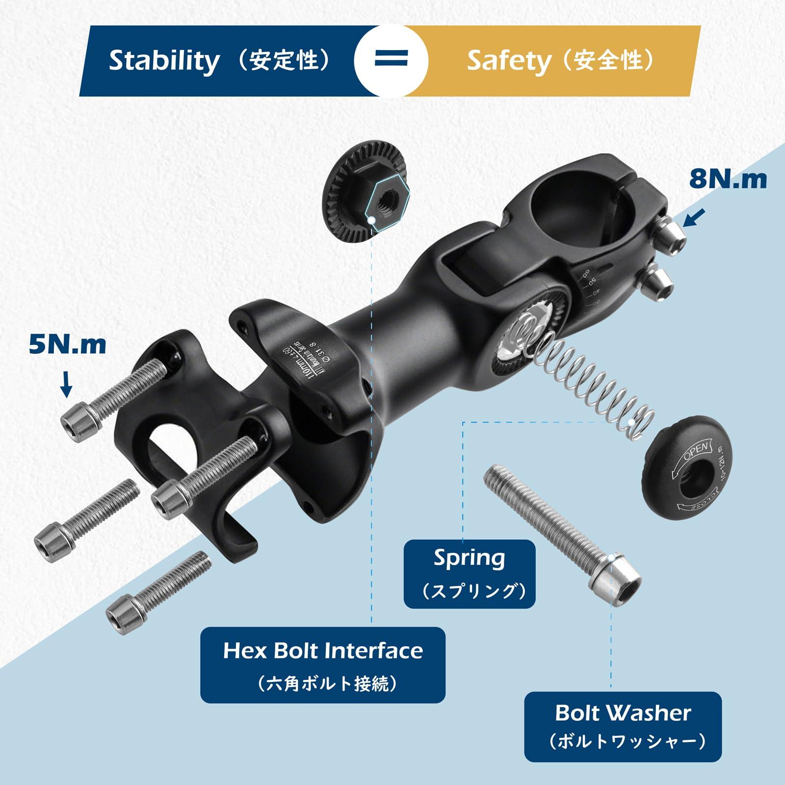 TRIWONDER TRIWONDER Bike Stem 25.4 31.8 Adjustable 60 Degree 90mm 110mm 130mm Bike Handlebar Extender Stem Riser Bicycle Handle Bar Extensions for Mountain Bike, Road Bike, MTB, BMX, Cycling
