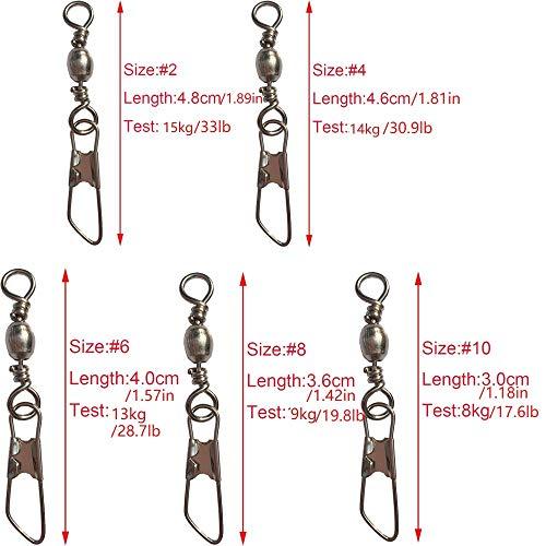 Luengo Luengo 100pcs #6 Solid Fishing Swivel Snaps Hook Connector Barrel Bearing with Welded Rings Stainless Steel +A