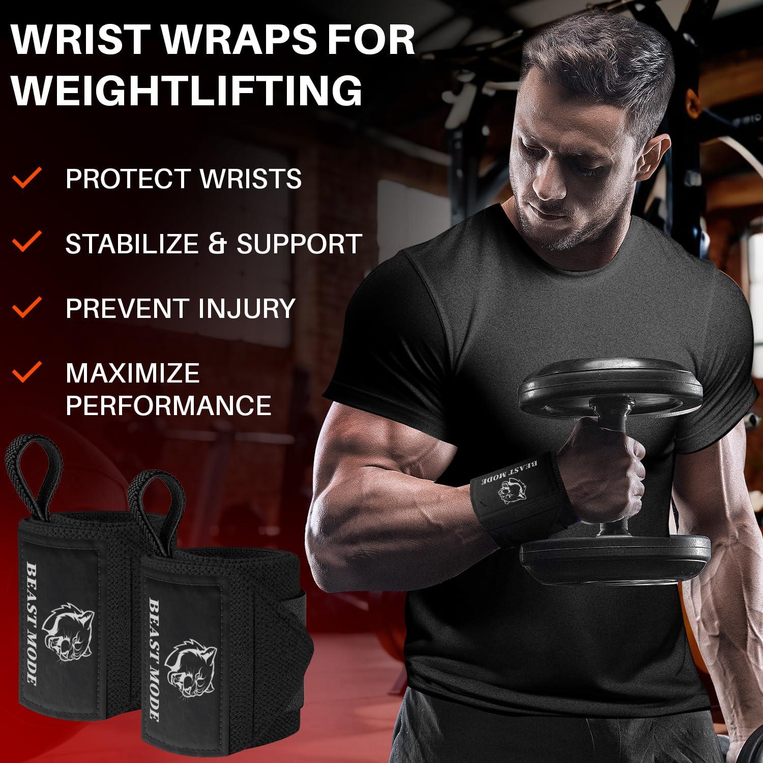 TECEUM TECEUM Weightlifting Wrist Wraps with Thumb Loop Black Arms on Fire 12 inch Heavy-Duty Workout Wrist Support & Protection Ideal for Powerlifting, Strength Training, Bodybuilding