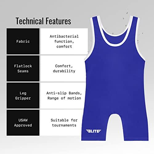 Elite Sports Elite Sports Mens wrestling singlets, Standard Singlet for Men Wrestling Uniform (Blue, X-Large)