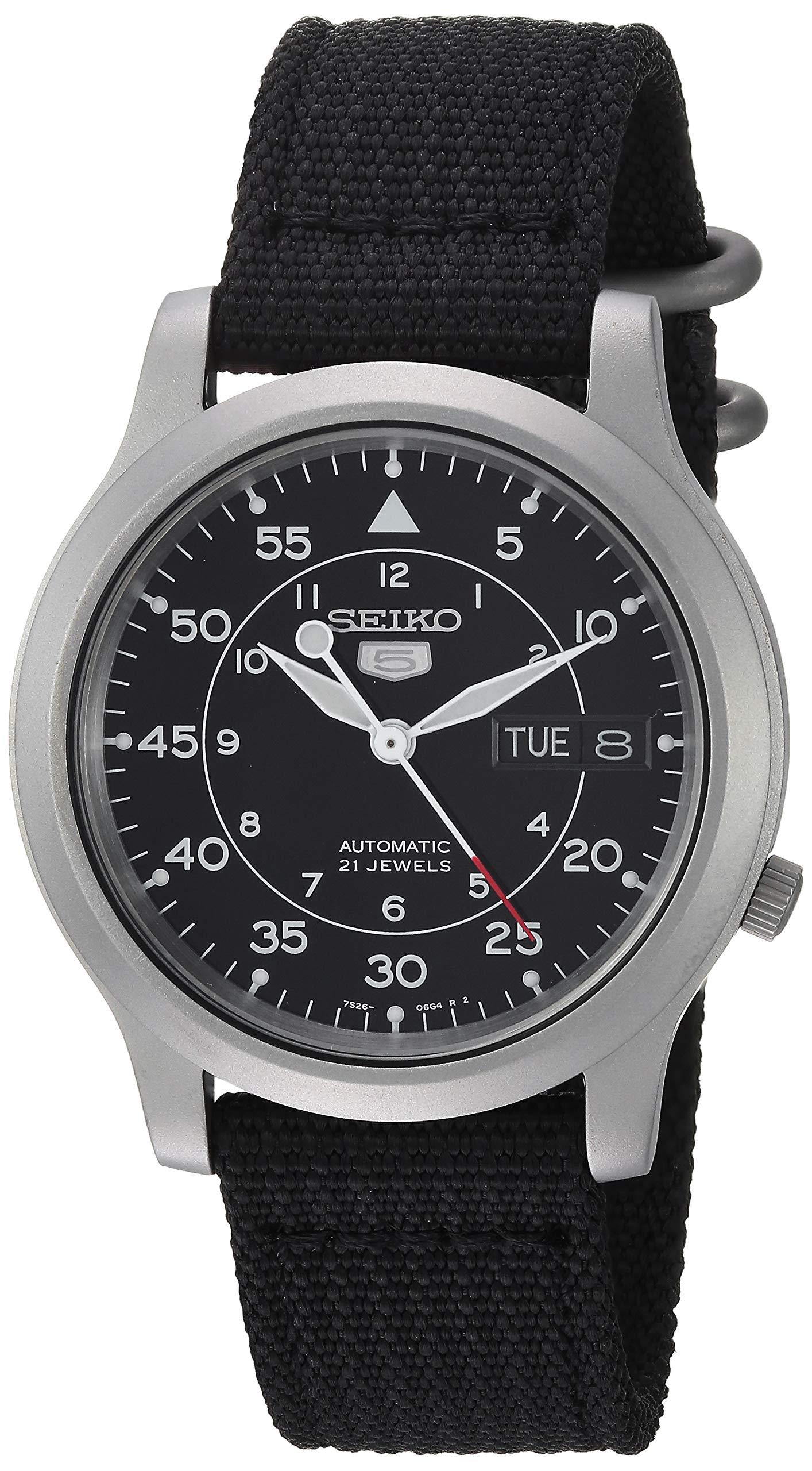 Seiko SEIKO Men's SNK809 5 Automatic Stainless Steel Watch with Black Canvas Strap
