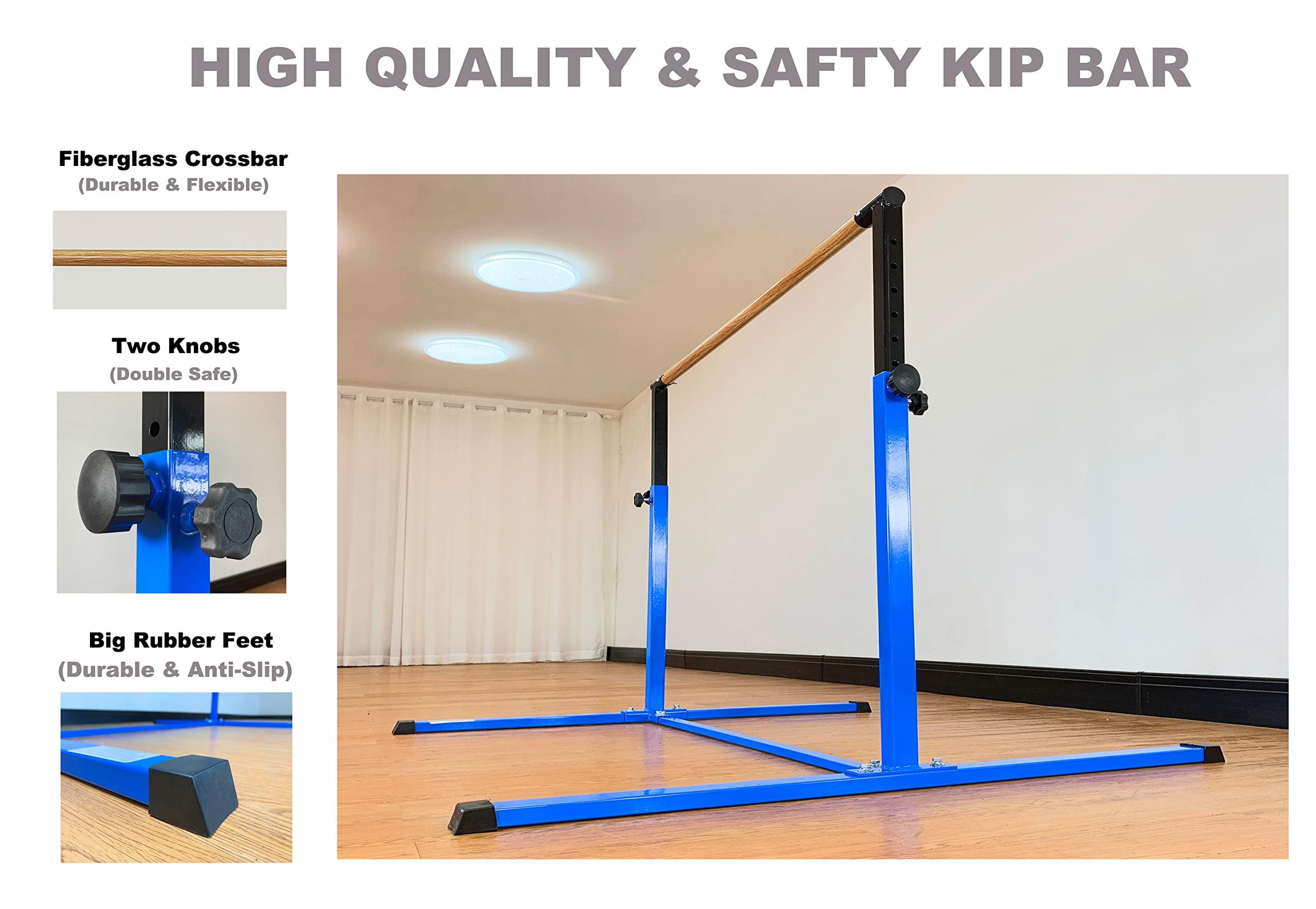 MARFULA MARFULA 4FT Gymnastic Bar Set Gymnastics Horizontal Bar Gymnastics Kip Bar Light Blue Bar for Kids Home Use